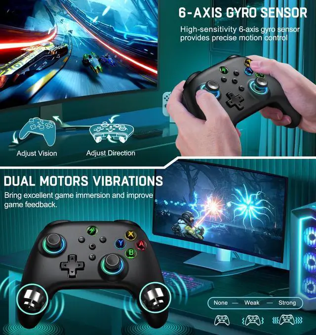 Alt view image 6 of 7 - For Nintendo Switch Wireless Pro Controller Gamepad Joypad Joystick Remote