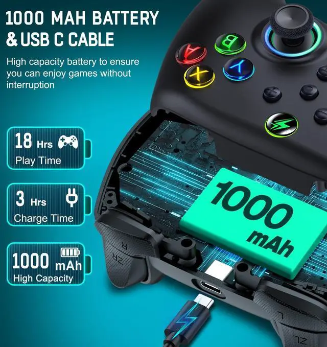 Alt view image 7 of 7 - For Nintendo Switch Wireless Pro Controller Gamepad Joypad Joystick Remote