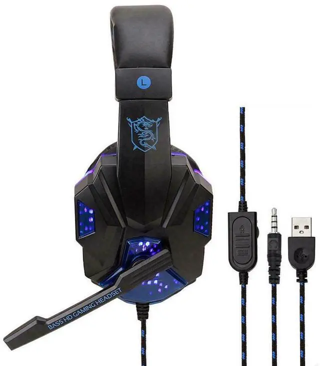 Alt view image 2 of 6 - 3.5mm Gaming Headset Mic LED Headphones Stereo Bass Surround For PC PS4 Xbox One