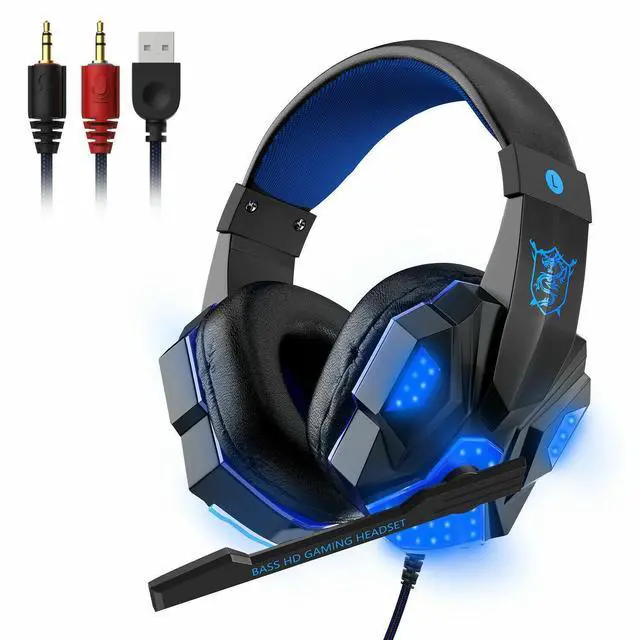 Alt view image 3 of 6 - 3.5mm Gaming Headset Mic LED Headphones Stereo Bass Surround For PC PS4 Xbox One