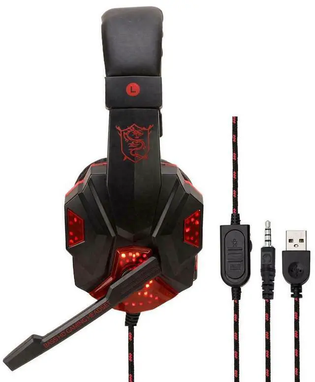 Alt view image 2 of 7 - 3.5mm Gaming Headset Mic LED Headphones Stereo Bass Surround For PC PS4 Xbox One