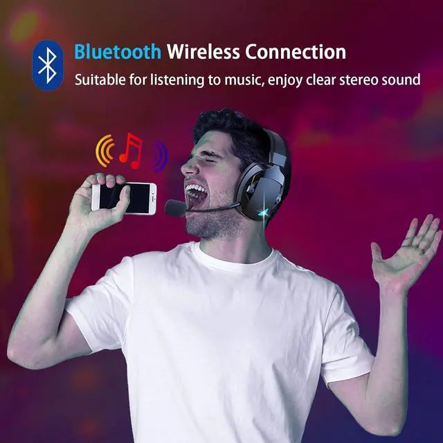 Alt view image 6 of 7 - 2.4GHz Wireless Gaming Headset USB Gaming Headphones for PS5/PS4/PC/Switch
