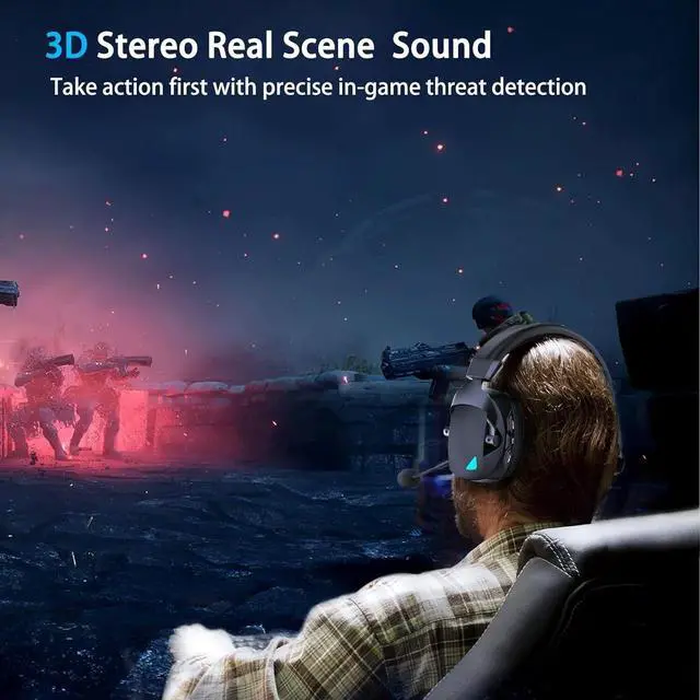 Alt view image 5 of 7 - 2.4GHz Wireless Gaming Headset USB Gaming Headphones for PS5/PS4/PC/Switch