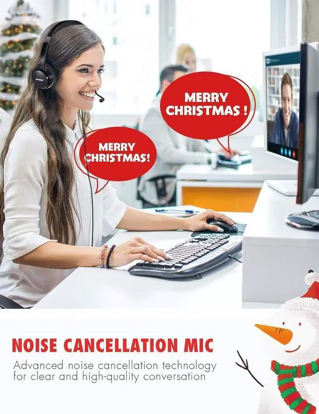 Alt view image 3 of 7 - USB Headset/3.5mm Computer PC Headset with Microphone Noise Cancelling Mic