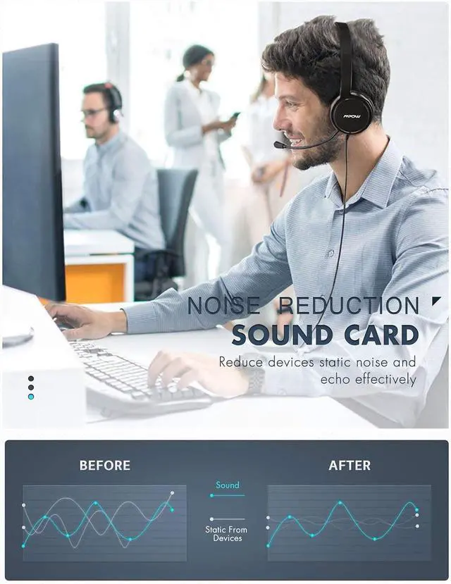 Alt view image 5 of 7 - USB Headset/3.5mm Computer PC Headset with Microphone Noise Cancelling Mic