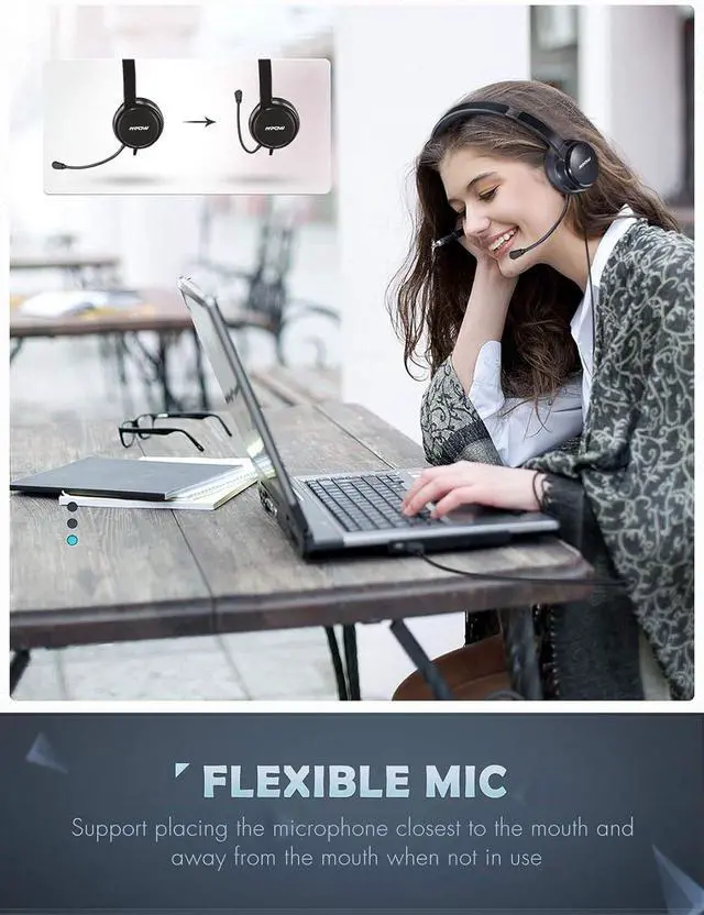 Alt view image 7 of 7 - USB Headset/3.5mm Computer PC Headset with Microphone Noise Cancelling Mic
