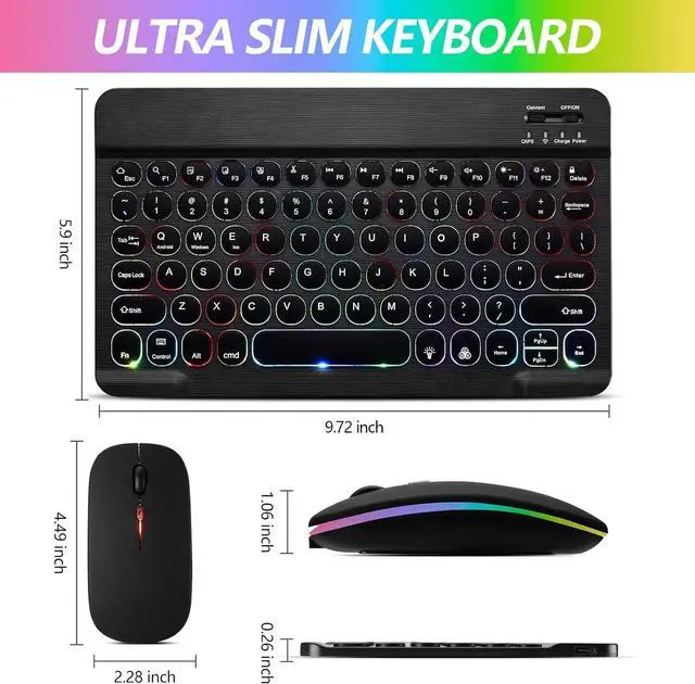 Alt view image 5 of 7 - Bluetooth Keyboard and Mouse Combo for iPad - Rechargeable Wireless Keyboard