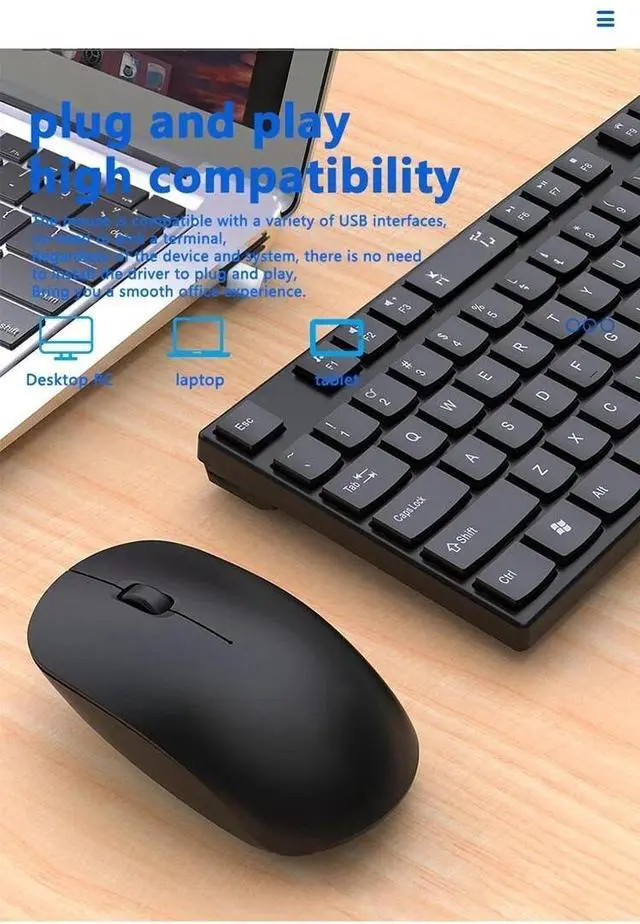 Alt view image 2 of 7 - Wireless Keyboard and Mouse Combo, 2.4GHz Ergonomic Slim Quiet For Windows