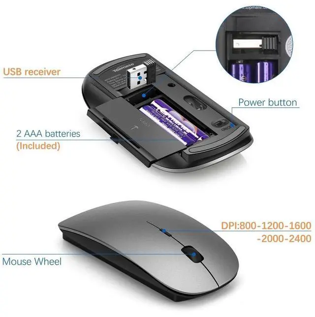 Alt view image 5 of 7 - Ultra Slim Wireless Keyboard and Mouse Combo, Silent Compact Keyboard Mouse Set