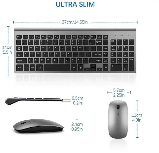 Alt view image 7 of 7 - Ultra Slim Wireless Keyboard and Mouse Combo, Silent Compact Keyboard Mouse Set