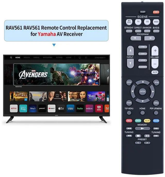 Alt view image 2 of 7 - RAV561 ZZ43210 Remote Control For Yamaha AV Receiver RX-V385 HTR-3072 RXV385