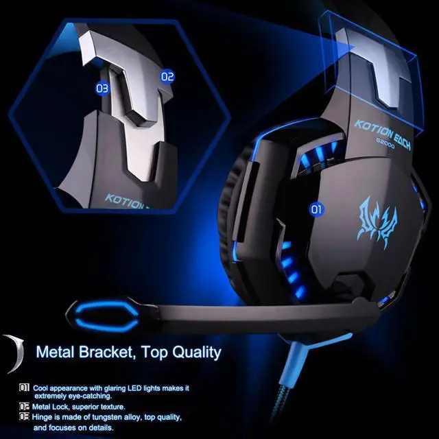 Alt view image 5 of 7 - 3.5mm Gaming Headset MIC LED Headphones Surround for PS4 Xbox One X 360 E PC