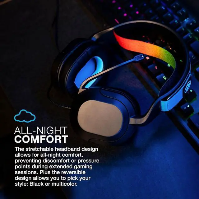 Alt view image 4 of 6 - JLab Nightfall Wired Gaming Headset Over Ear, Boom Mic, PS5, PS4, XBox, PC