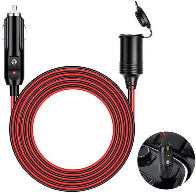 Main image of 13 ft Car Cigarette Lighter Socket Extension Cord Cable Heavey Duty Adapter 12V
