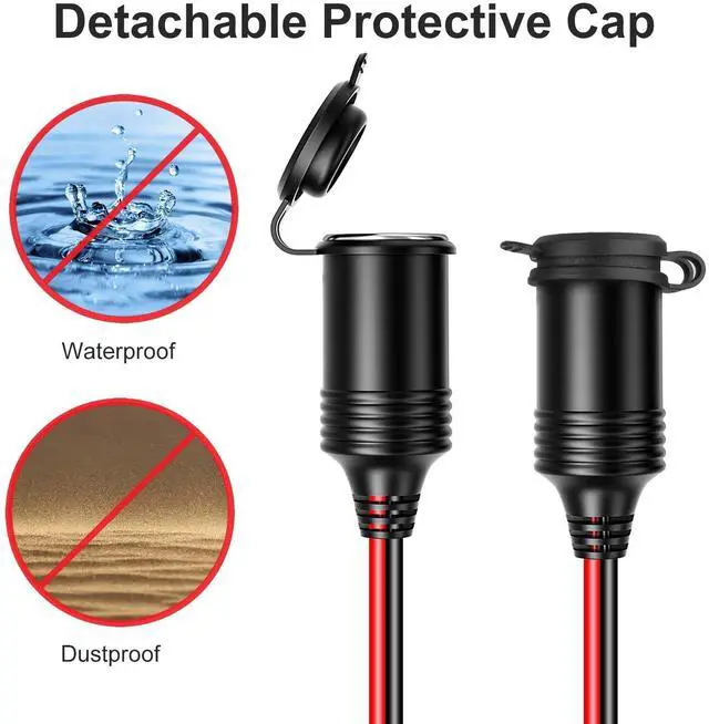 Alt view image 5 of 7 - 13 ft Car Cigarette Lighter Socket Extension Cord Cable Heavey Duty Adapter 12V