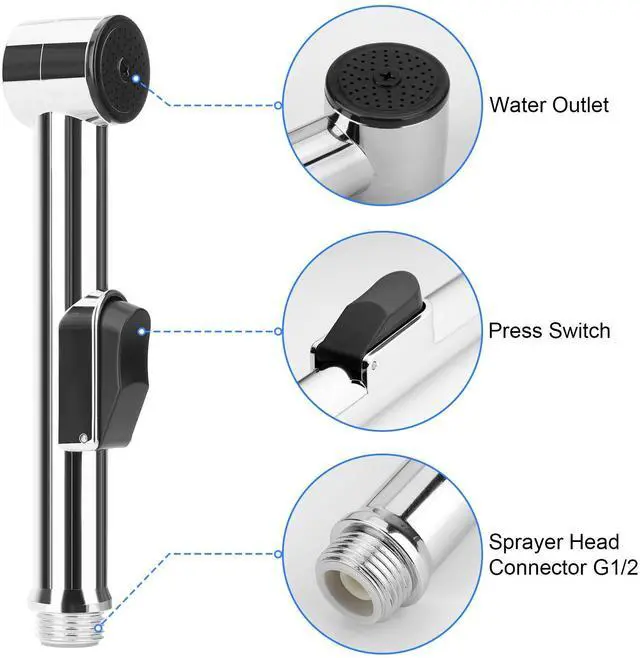 Alt view image 5 of 7 - Hand Held Toilet Bidet Sprayer Bathroom Shower Water Spray Head w/1.5m Hose Part