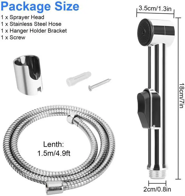 Alt view image 7 of 7 - Hand Held Toilet Bidet Sprayer Bathroom Shower Water Spray Head w/1.5m Hose Part