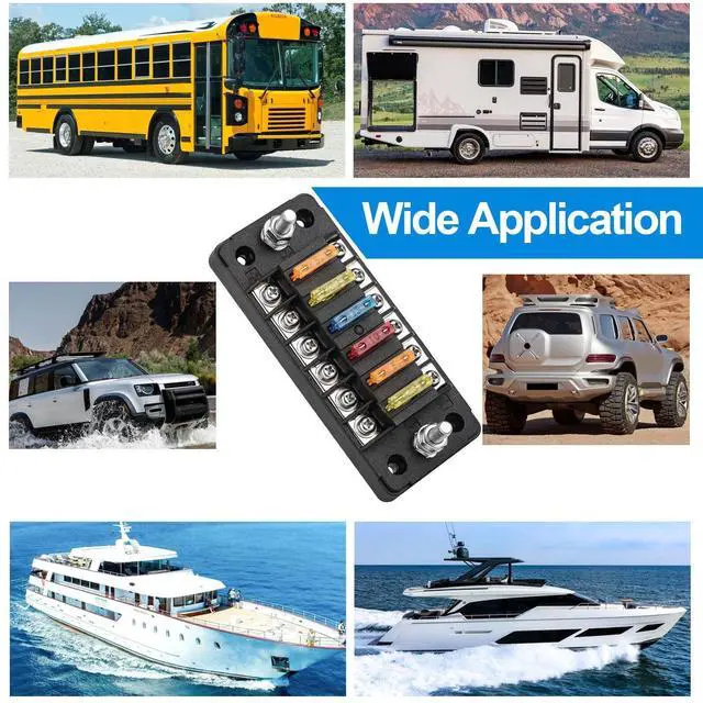 Alt view image 5 of 7 - Universal 6 Way Blade Fuse Block Car Boat Auto Power Distribution Holder Box Kit