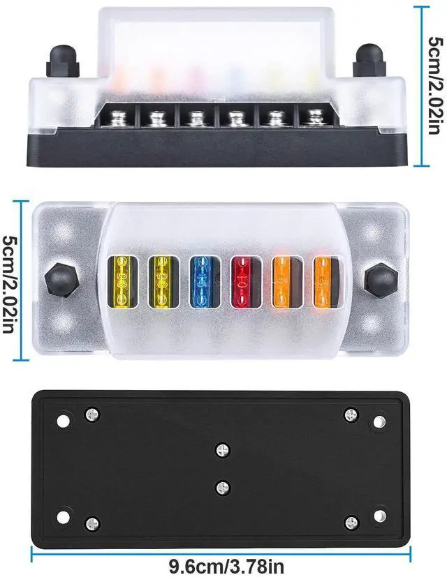 Alt view image 7 of 7 - Universal 6 Way Blade Fuse Block Car Boat Auto Power Distribution Holder Box Kit