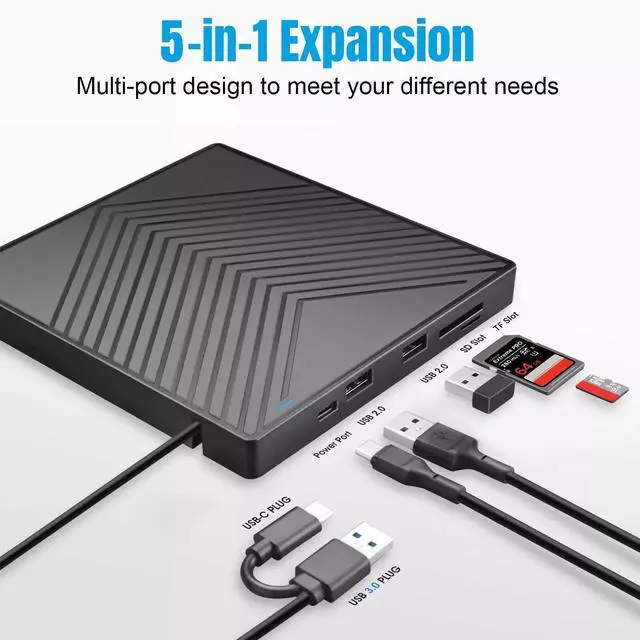 Alt view image 2 of 7 - External CD DVD Drive, USB 3.0 Player Burner Writer, for PC Laptop Windows 11 10