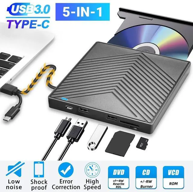 Main image of External CD DVD Drive, USB 3.0 Player Burner Writer, for PC Laptop Windows 11 10