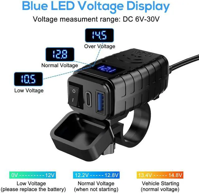 Alt view image 5 of 7 - Motorcycle Dual USB Phone GPS Super Fast Charger Adapter LED Waterproof