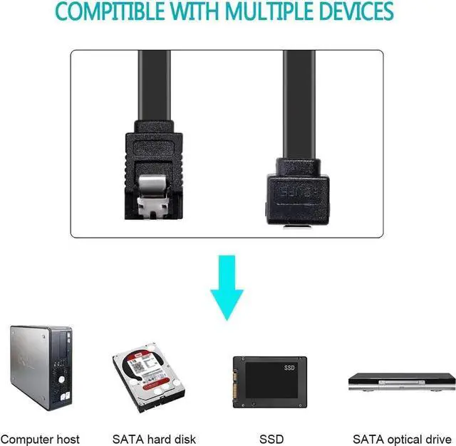 Alt view image 4 of 7 - WISDUM SATA III 6Gbps Data Cable 3-Pack (16 Inch/40cm) with Locking Latch  High-Speed HDD/SSD/CD Drive Cable  Backward Compatible with SATA I/II Right Angle