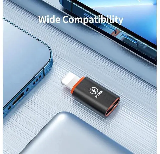 Alt view image 3 of 5 - USB C to Lightning Adapter 2 Pack 20W PD Fast Charging Lightning Male to Type C Female Converter for iPhone iOS Silver