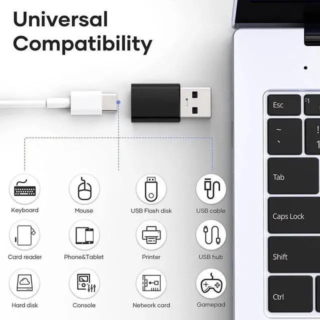 Alt view image 3 of 7 - 4-Pack USB C & USB Adapter Set (2x USB-C to USB-A + 2x USB-A to USB-C), USB 3.1 Type C Adapter for iPhone 15, Android, MacBook, iPad, Laptop, Tablet, PC, Fast Data Sync & Charging