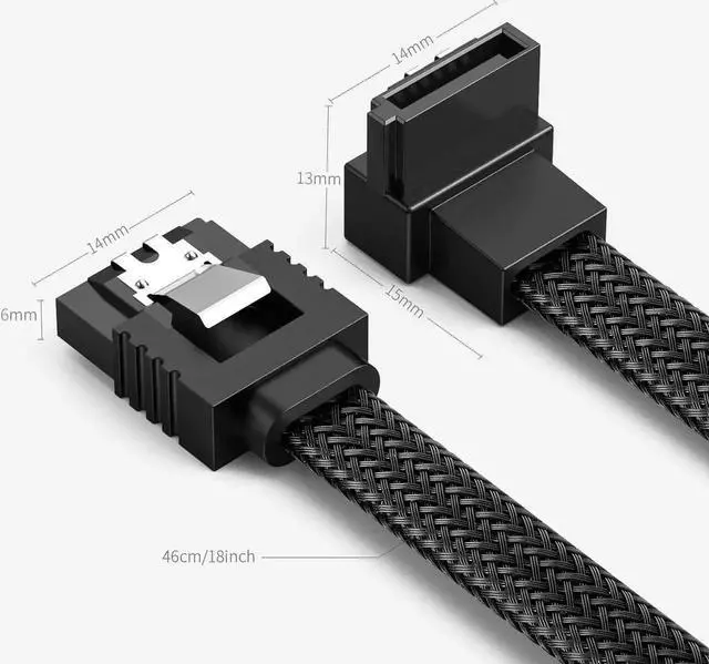 Alt view image 2 of 7 - 3-Pack SATA Cable III (6Gbps) - 90 Degree Right Angle & Straight Locking Latch Data Cable (50cm/18 Inch) for HDD, SSD, CD/DVD Drive - Secure Connection, High Speed Transfer