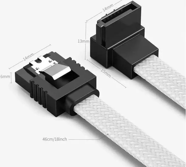 Alt view image 2 of 7 - 3-Pack SATA Cable III (6Gbps) - 90 Degree Right Angle & Straight Locking Latch Data Cable (50cm/18 Inch) for HDD, SSD, CD/DVD Drive - Secure Connection, High Speed Transfer White