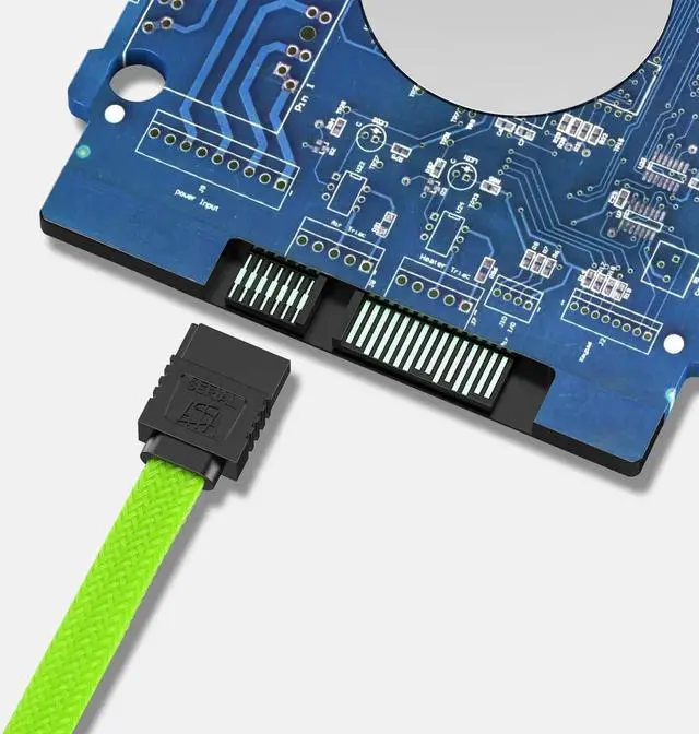 Alt view image 4 of 7 - 3-Pack SATA Cable III (6Gbps) - 90 Degree Right Angle & Straight Locking Latch Data Cable (50cm/18 Inch) for HDD, SSD, CD/DVD Drive - Secure Connection, High Speed Transfer Green