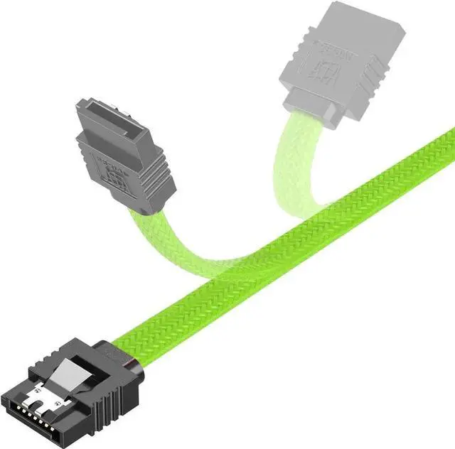 Alt view image 5 of 7 - 3-Pack SATA Cable III (6Gbps) - 90 Degree Right Angle & Straight Locking Latch Data Cable (50cm/18 Inch) for HDD, SSD, CD/DVD Drive - Secure Connection, High Speed Transfer Green