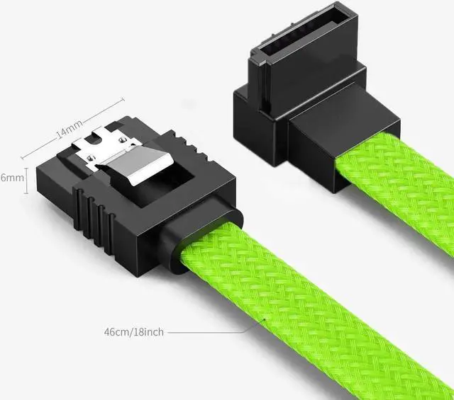 Alt view image 2 of 7 - 3-Pack SATA Cable III (6Gbps) - 90 Degree Right Angle & Straight Locking Latch Data Cable (50cm/18 Inch) for HDD, SSD, CD/DVD Drive - Secure Connection, High Speed Transfer Green