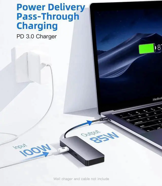 Alt view image 4 of 7 - 7-in-1 USB C Hub for MacBook Air/Pro, 4K HDMI Adapter, 100W PD Charging, USB 3.0/2.0 Ports, SD/TF Card Reader - Compatible with Dell XPS, HP, iPad, Surface, Type C Laptops & Tablets