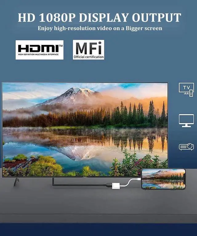 Alt view image 6 of 7 - Lightning to HDMI Adapter for iPhone to TV, 1080P HD Digital AV Adapter Cable Compatible with iPhone 14/13/12/11/XS/XR/X/8 & iPad, Mirror Screen to HDTV/Projector/Monitor (Official Certified)