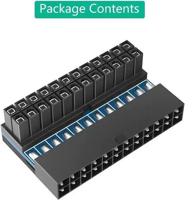 Alt view image 4 of 4 - 90 Degree 24-Pin ATX Power Supply Adapter (Female to Male), Right-Angle Low-Profile Connector for Desktop PC, Gaming Rig, Cable Management - Black