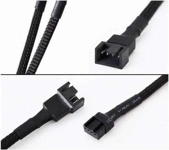 Alt view image 3 of 4 - 10-Pack 11.8 inch PWM Fan Extension Cable, Nylon Braided PC Fan Extension Cord for 3-Pin/4-Pin Cooling Fans, Compatible with ATX Case, CPU Cooler, RGB Fans - Black (30cm)