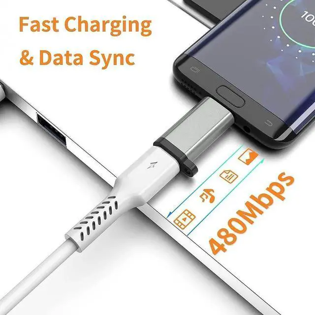 Alt view image 4 of 7 - 3-Pack USB-C to Micro USB Adapter (Type C Female to Micro USB Male), Data Sync & Charging Converter for Galaxy S7/S6/Note5, Kindle, PS4, Cameras - Grey