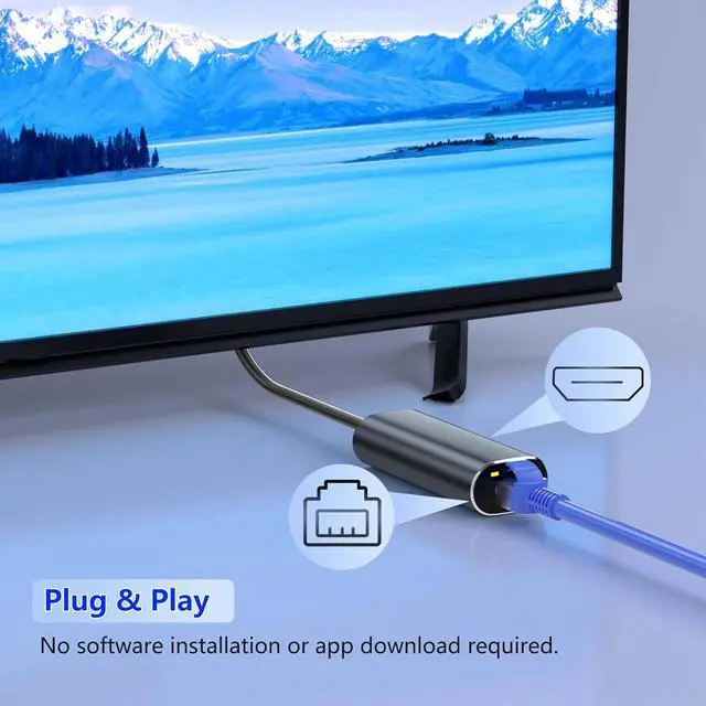 Alt view image 6 of 7 - JVFYI USB C to Ethernet Adapter with 100W Charging Port, 1Gbps Ethernet to USB C Adapter for Chromecast with Google TV, Type-C Gigabit Ethernet LAN Network Connector with Power Delivery