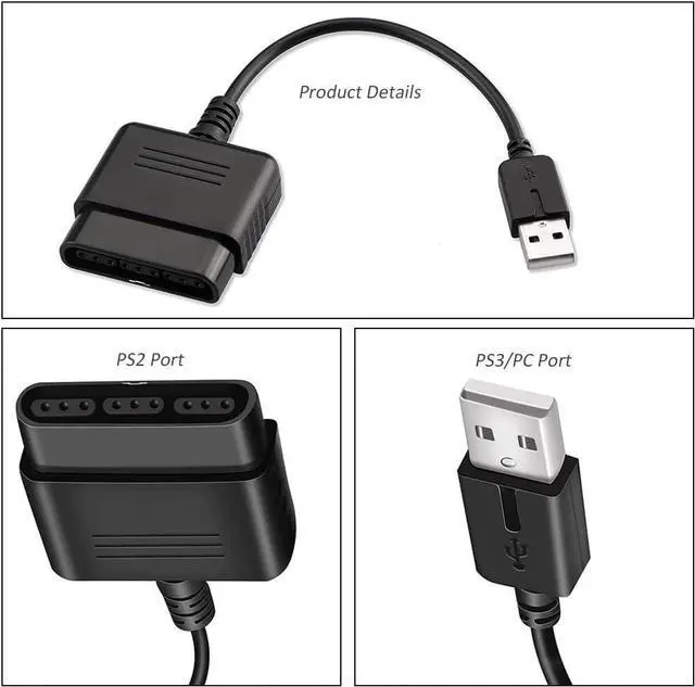 Alt view image 4 of 5 - JVFYI PS2 Controller to USB Adapter Converter, 2 Pack Compatible with PS1/PS2 Controller Gamepad to PS3/PC Controller No Need Driver
