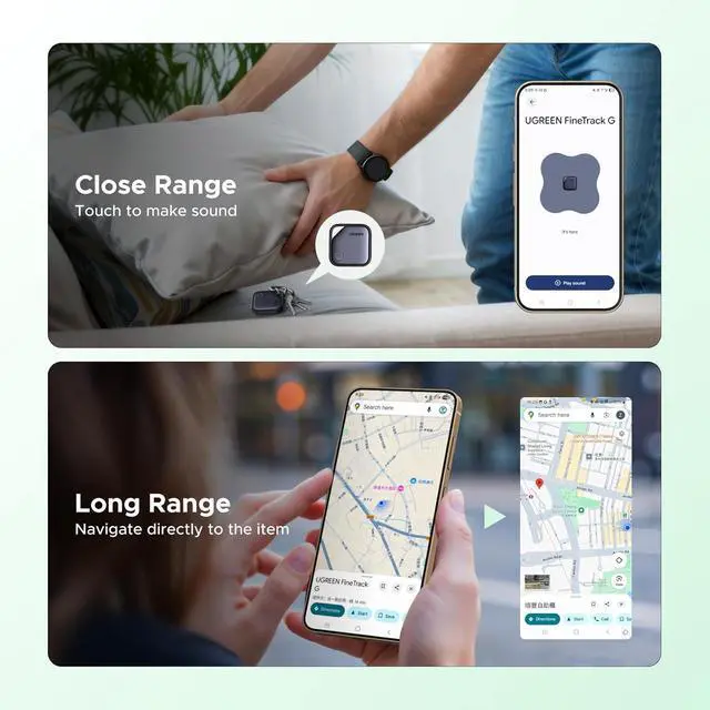 Alt view image 3 of 7 - UGREEN FineTrack G (Android Only) Air Tracker Tags, USB-C Charging 1-Year Battery Bluetooth Tracker Compatible with Find Hub App, Item Finder Smart Tag for Key Luggage Wallet [4 Pack-Google Certified]