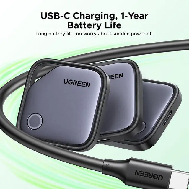 Alt view image 4 of 7 - UGREEN FineTrack G (Android Only) Air Tracker Tags, USB-C Charging 1-Year Battery Bluetooth Tracker Compatible with Find Hub App, Item Finder Smart Tag for Key Luggage Wallet [4 Pack-Google Certified]