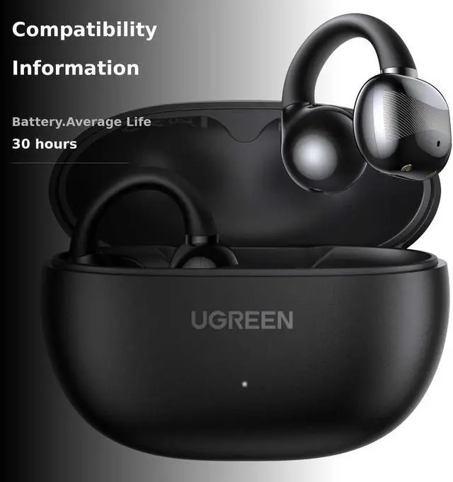 Alt view image 4 of 7 - UGREEN Open Ear Wireless Headphones Bluetooth 5.4, 12mm Driver Sports Earphones with ENC, Fast Charging for 30 Hours Playtime, Compatible with iPhone Android and Bluetooth Devices,Suitable for Running