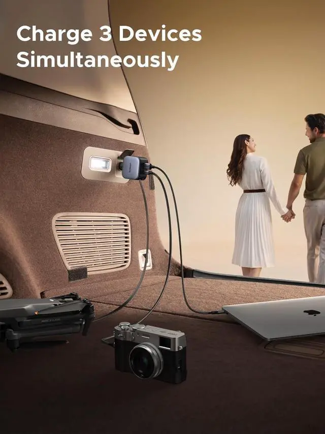 Alt view image 4 of 7 - UGREEN 90W Retractable Car Charger, 3 Port USB C Phone Charger Fast Charging with Type C Cable, Cigarette Lighter Adapter Compatible with MacBook, iPhone 17 16 15 Pro Max, Galaxy S25 S24 Ultra, iPad