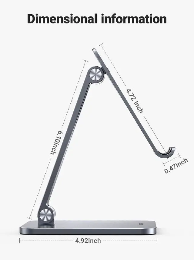 Alt view image 7 of 7 - UGREEN Tablet Stand Compatible for iPad Desk Stand Holder Adjustable Aluminum Thicker Base Compatible with iPad Pro Air Mini 13 12.9 11 Inch Home Office Desk Accessories Grey