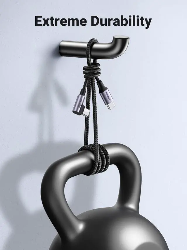 Alt view image 7 of 7 - UGREEN Right Angle USB C Cable 3.3FT, 60W USB C to USB C Cable 90 Degree Type C Cable for iPhone 17/16, MacBook Pro/Air, iPad Pro 2022/Air 5/Mini 6, Galaxy S25/S24/S23, Pixel 10/9, Switch