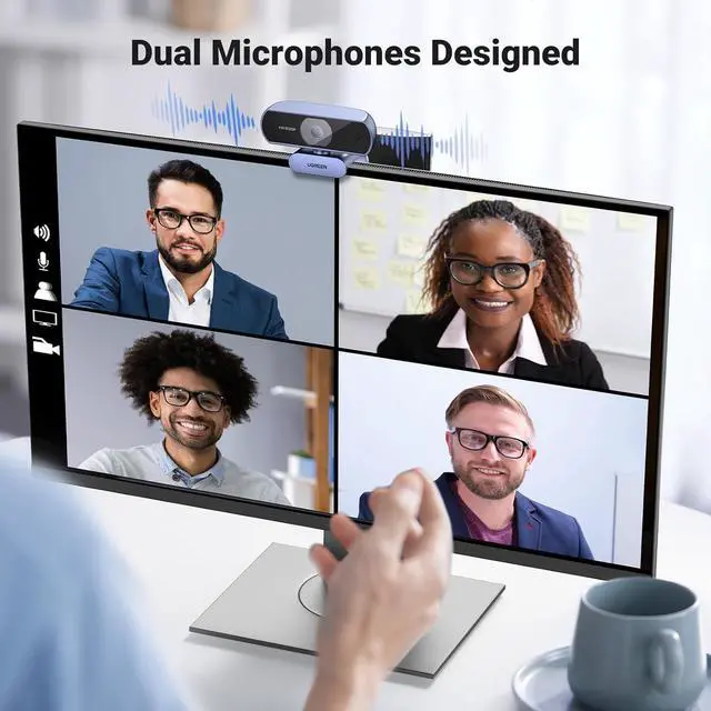 Alt view image 4 of 7 - UGREEN 1080P Webcam with Microphone, Full HD USB Web Camera, 85° FOV, Noise-Canceling, Plug and Play, Auto Light Correction, Video Webcam for Streaming/Conferencing, Zoom/Skype/YouTube, Switch 2
