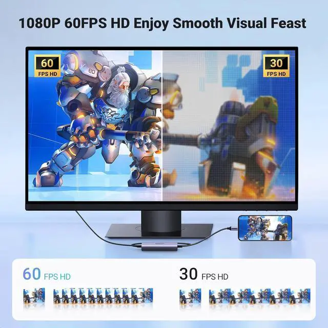 Alt view image 5 of 7 - UGREEN 2K 30FPS 1080P 60FPS USB C Video Capture Card with 100W Power Delivery Type C to 4K USB3.0 Capture Card for Streaming, Gaming, Compatible with Switch, iPad, Quest 3, Steam Deck, iPhone 17