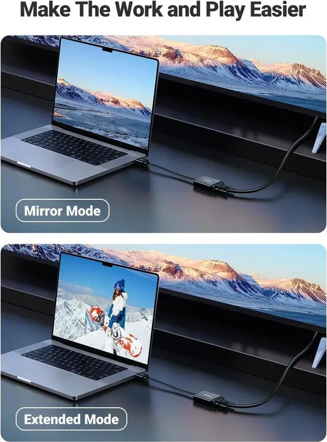 Alt view image 4 of 7 - UGREEN Active HDMI to VGA Adapter with 3.5mm Audio Jack HDMI Male to VGA Female up to 1080P for PC Laptop Ultrabook Raspberry Pi Chromebook Black